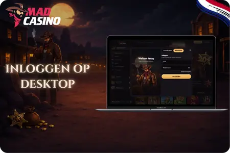 Inloggen bij MadCasino op desktopcomputer