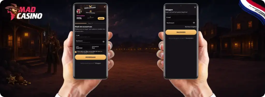 Snel inloggen en registratie bij MadCasino voor Nederlandse speler